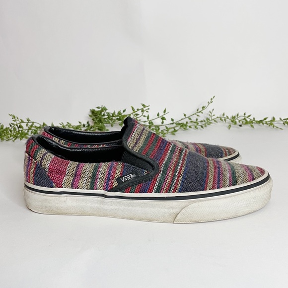 Vans Shoes - Vans Drug Rug Multi Color Stripe Slip On Sneakers